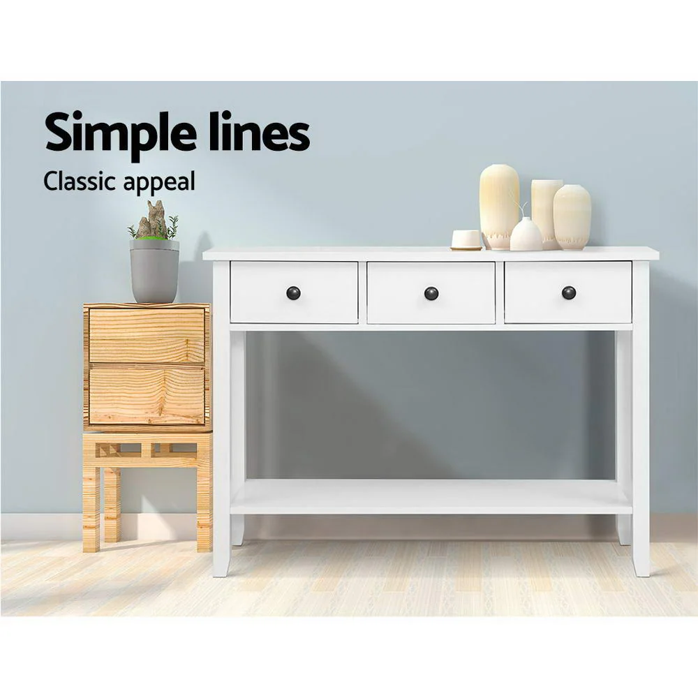 Console Table 3 Drawers 100CM White Chole - Image 4