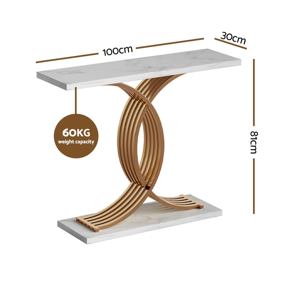 Console Table Marble Effect White&Gold - Image 3