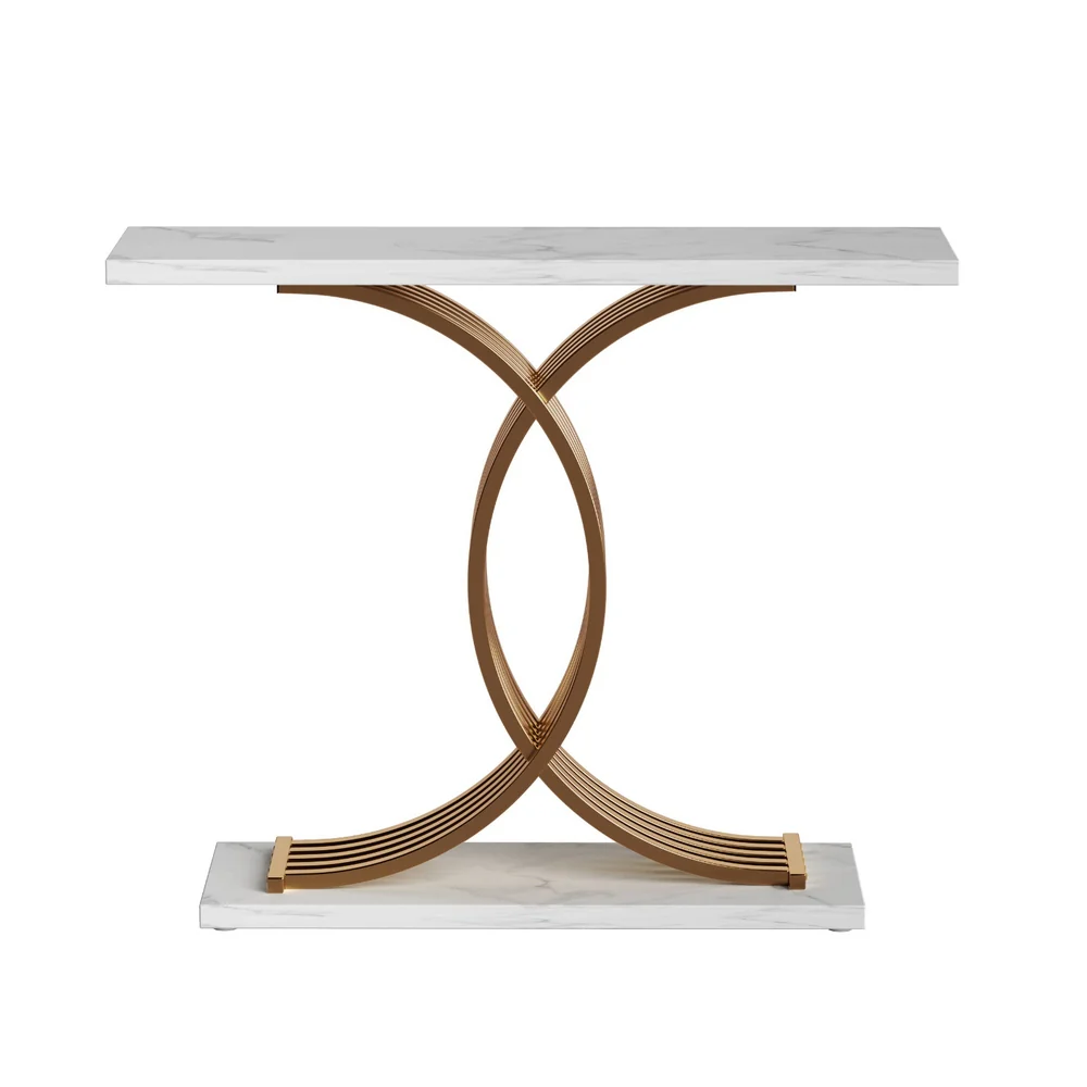 Console Table Marble Effect White&Gold - Image 4