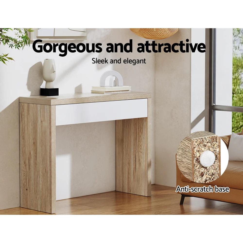 Console Table Storage Drawer Jory White Pine - Image 5