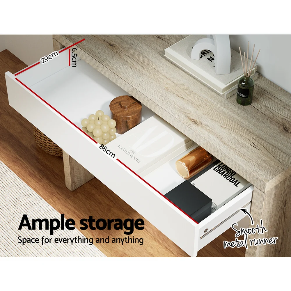 Console Table Storage Drawer Jory White Pine - Image 6