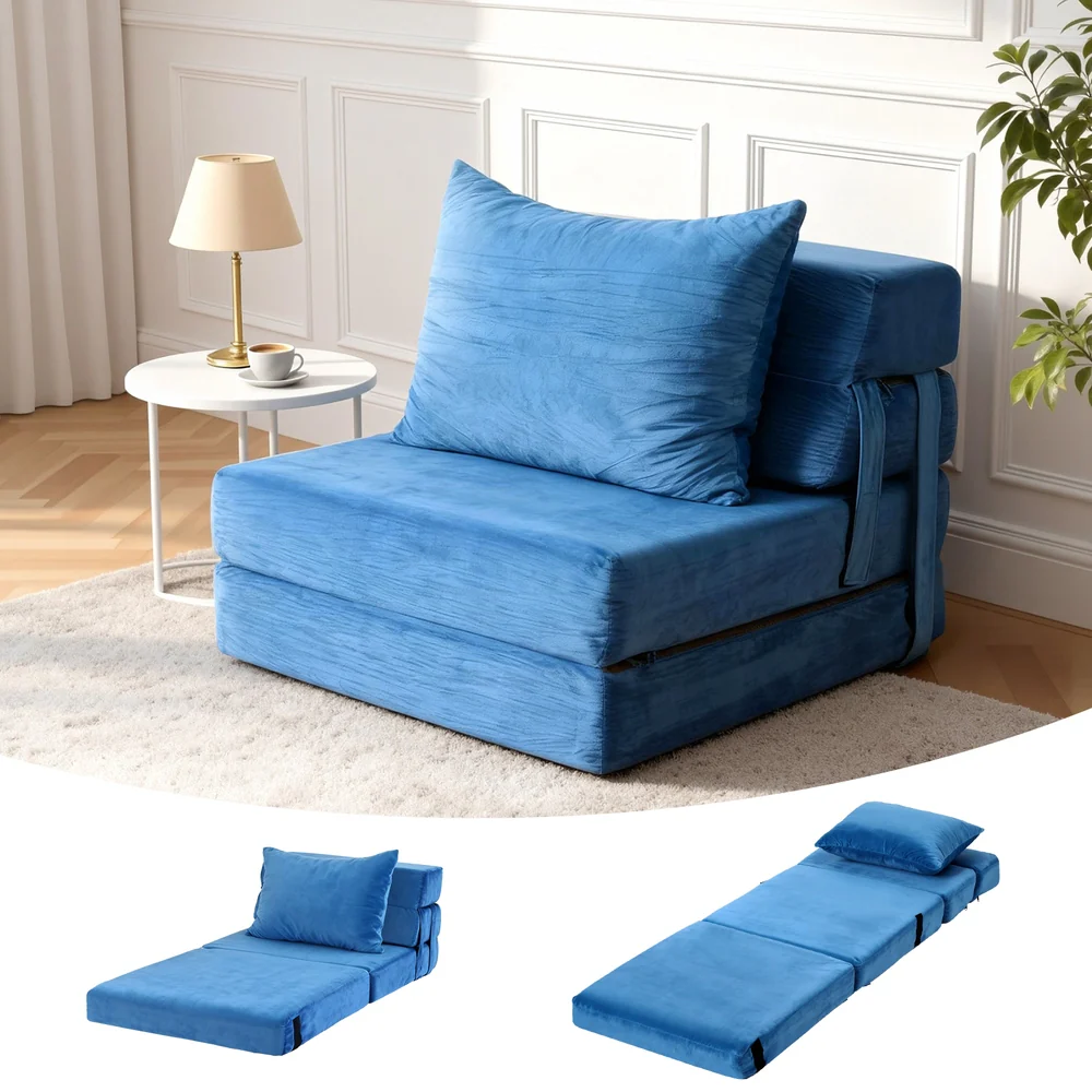 Convertible Folding Sofa Bed Armless Lounger Foam Floor Sofas Futons Couches - Image 7