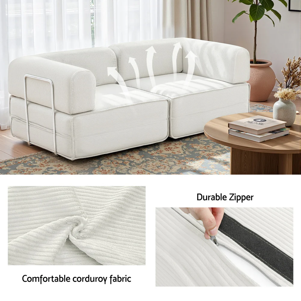 Convertible Folding Sofa Bed Beign - Image 4