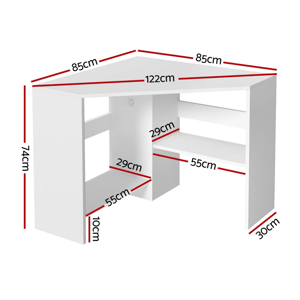 Corner Computer Desk Shelves CPU Stand L-shape Home Office Workstation Desks - Image 2