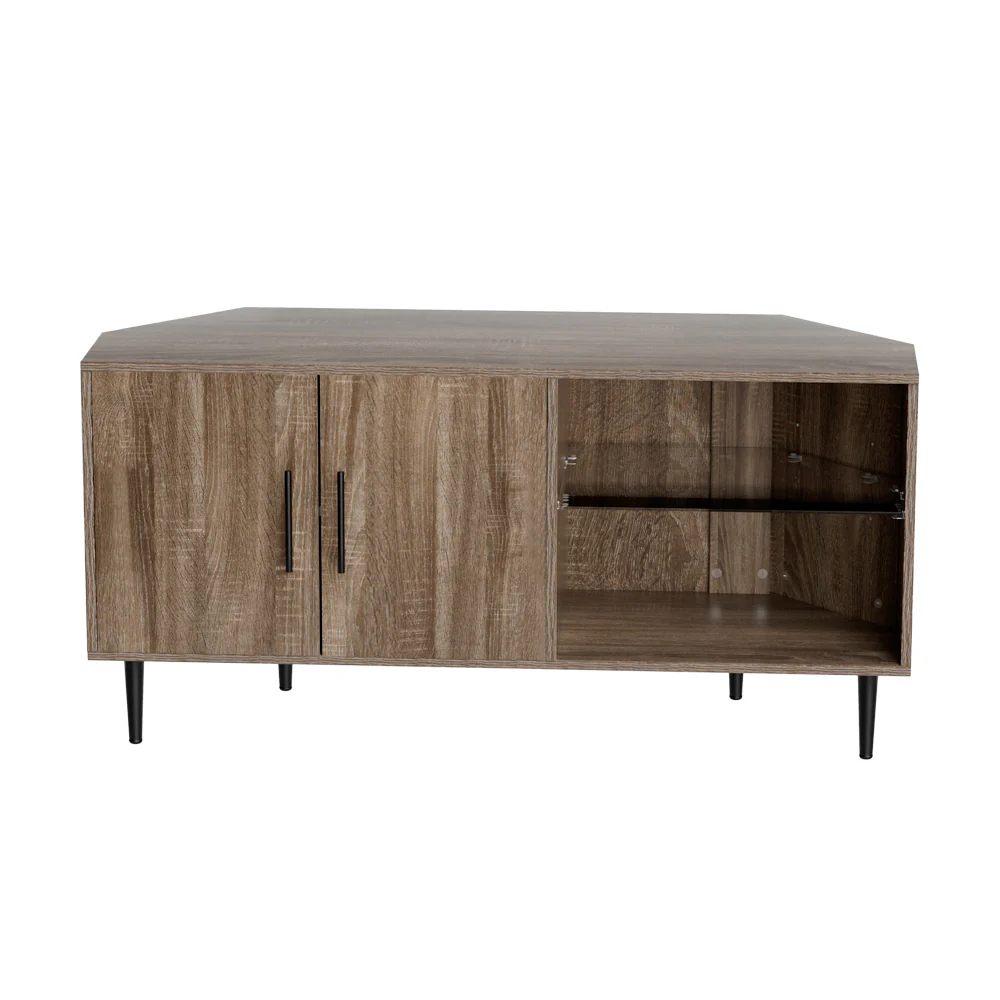 Corner Entertainment Unit Stand TV Cabinet Open Storage Shelf 120CM - Image 4