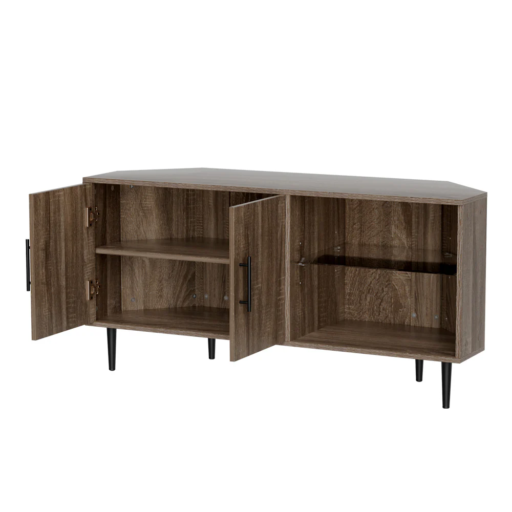 Corner Entertainment Unit Stand TV Cabinet Open Storage Shelf 120CM - Image 5