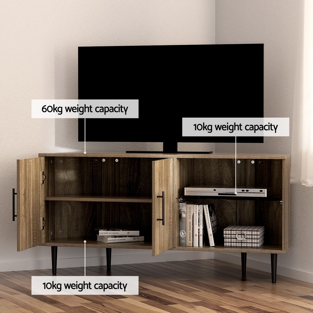 Corner Entertainment Unit Stand TV Cabinet Open Storage Shelf 120CM - Image 7