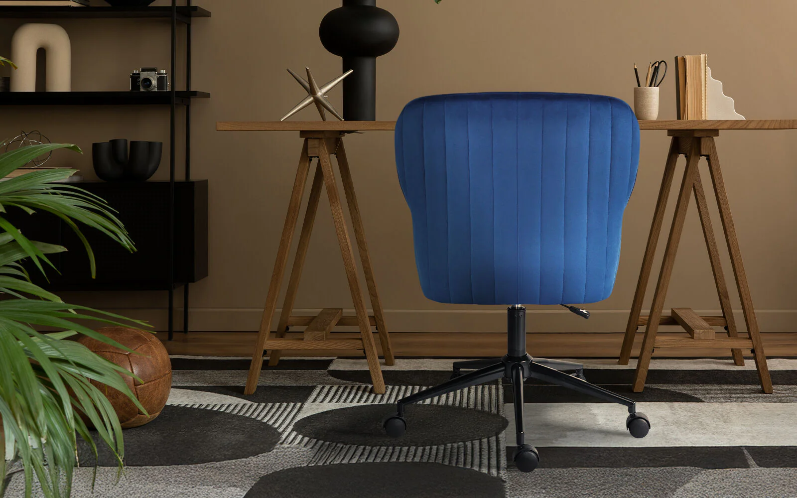 Desk Armchair - Home Office Swivel Chair Adjustable Height Seat PLUME BLUE - Image 2
