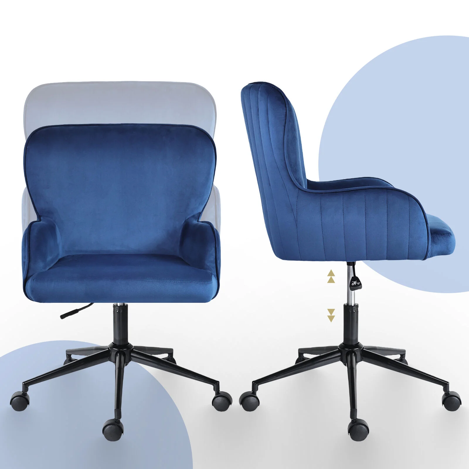 Desk Armchair - Home Office Swivel Chair Adjustable Height Seat PLUME BLUE - Image 7