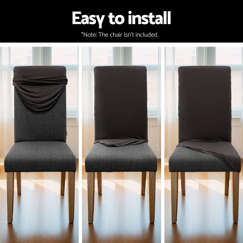Dining Chair Covers 4x Slipcovers Spandex Stretch Banquet Party Dark Grey - Image 6