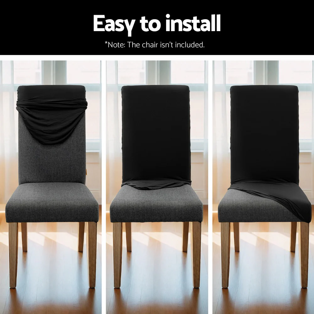 Dining Chair Covers 6x Slipcovers Spandex Stretch Banquet Wedding Black - Image 6