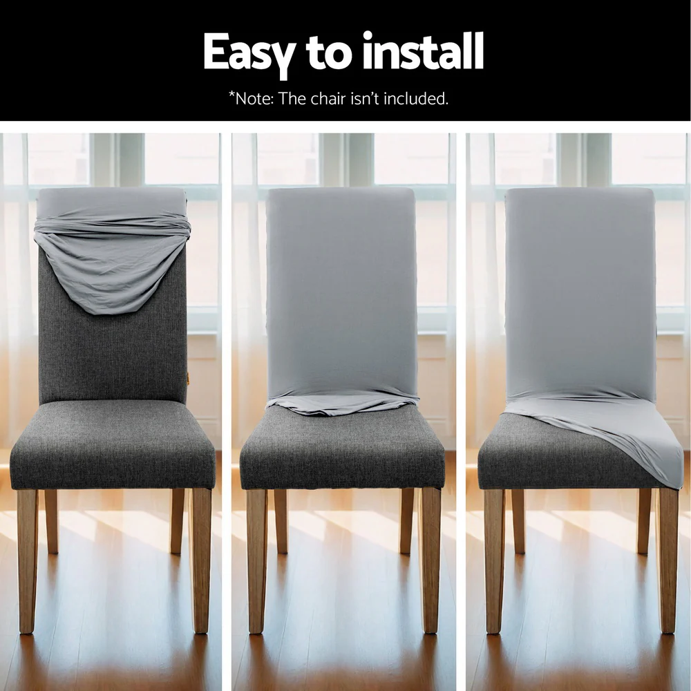 Dining Chair Covers 6x Slipcovers Spandex Stretch Banquet Wedding Grey - Image 6