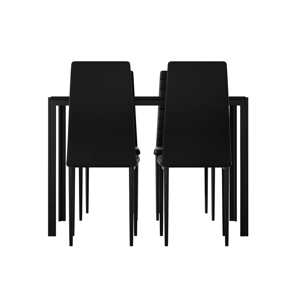Dining Chairs and Table Dining Set 4 Chair Set Of 5 Black - Image 3