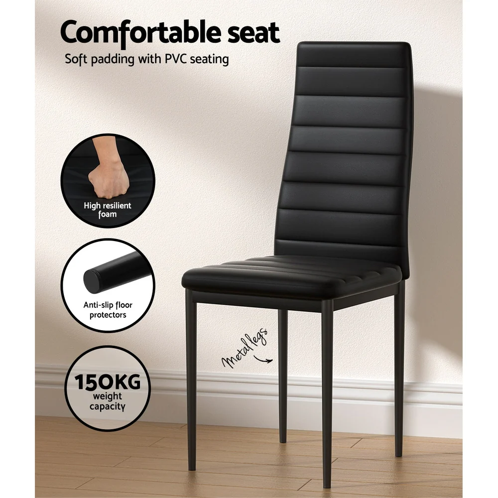 Dining Chairs and Table Dining Set 4 Chair Set Of 5 Black - Image 5