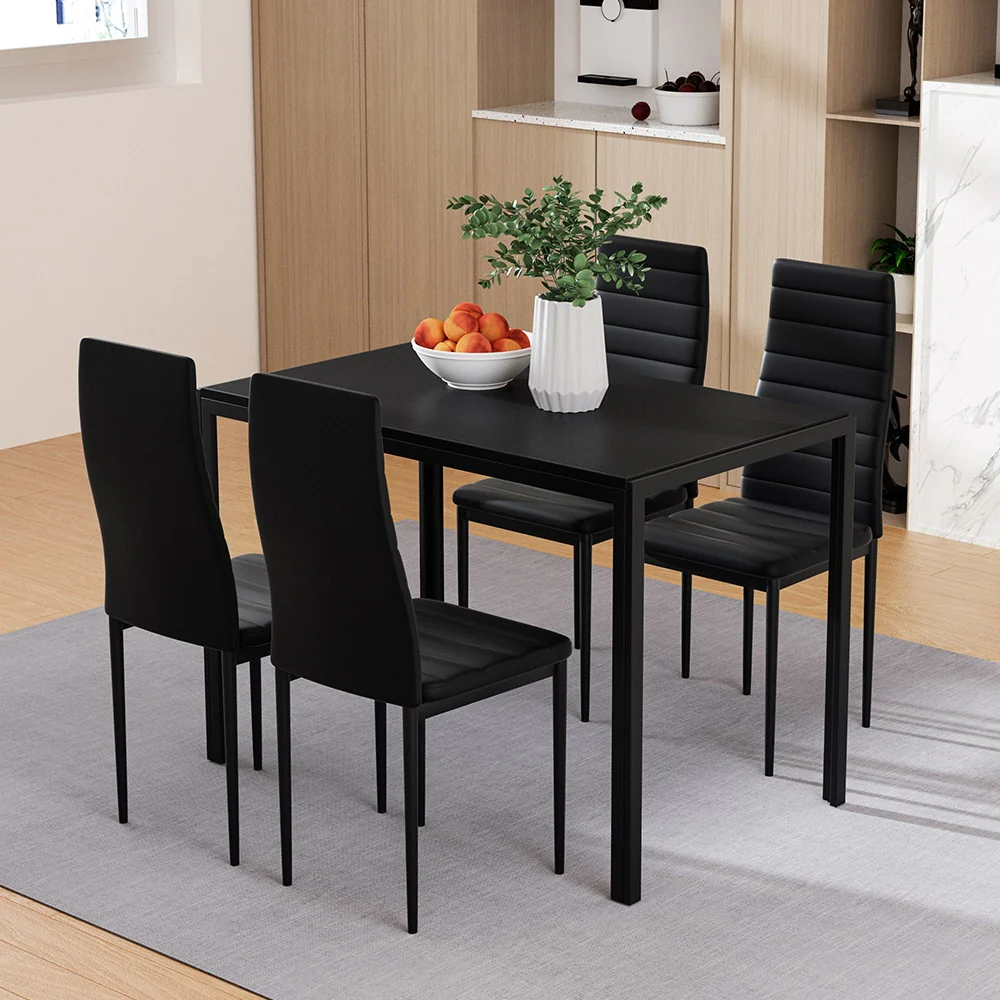 Dining Chairs and Table Dining Set 4 Chair Set Of 5 Black - Image 7