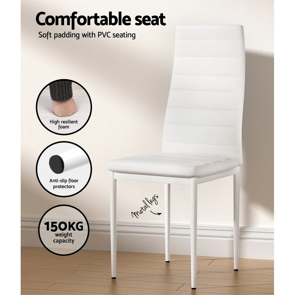 Dining Chairs and Table Dining Set 4 Chair Set Of 5 White - Image 5