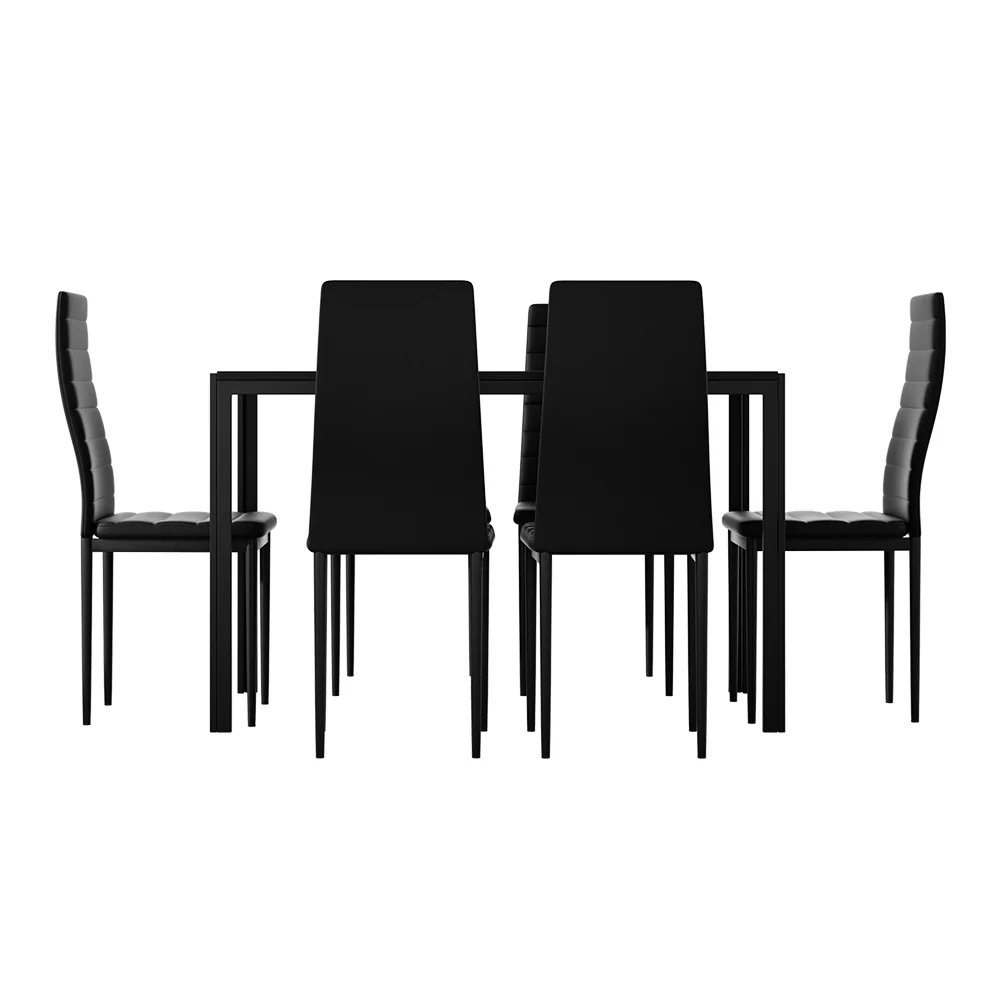 Dining Chairs and Table Dining Set 6 Chair Set Of 7 Black - Image 3