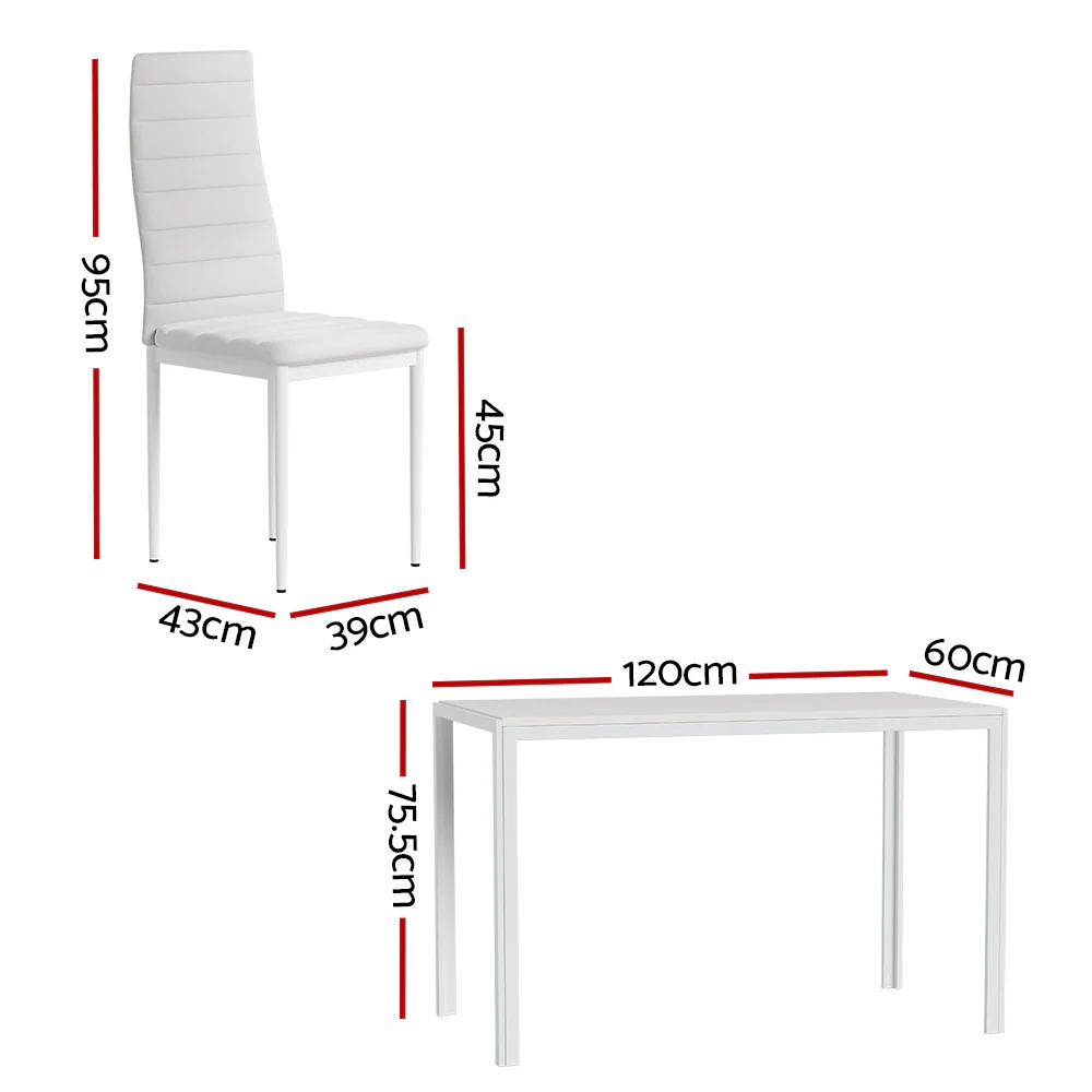 Dining Chairs and Table Dining Set 6 Chair Set Of 7 White - Image 2