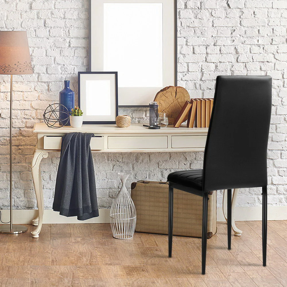 Dining Chairs Black PU Leather Set of 4 Astra - Image 5