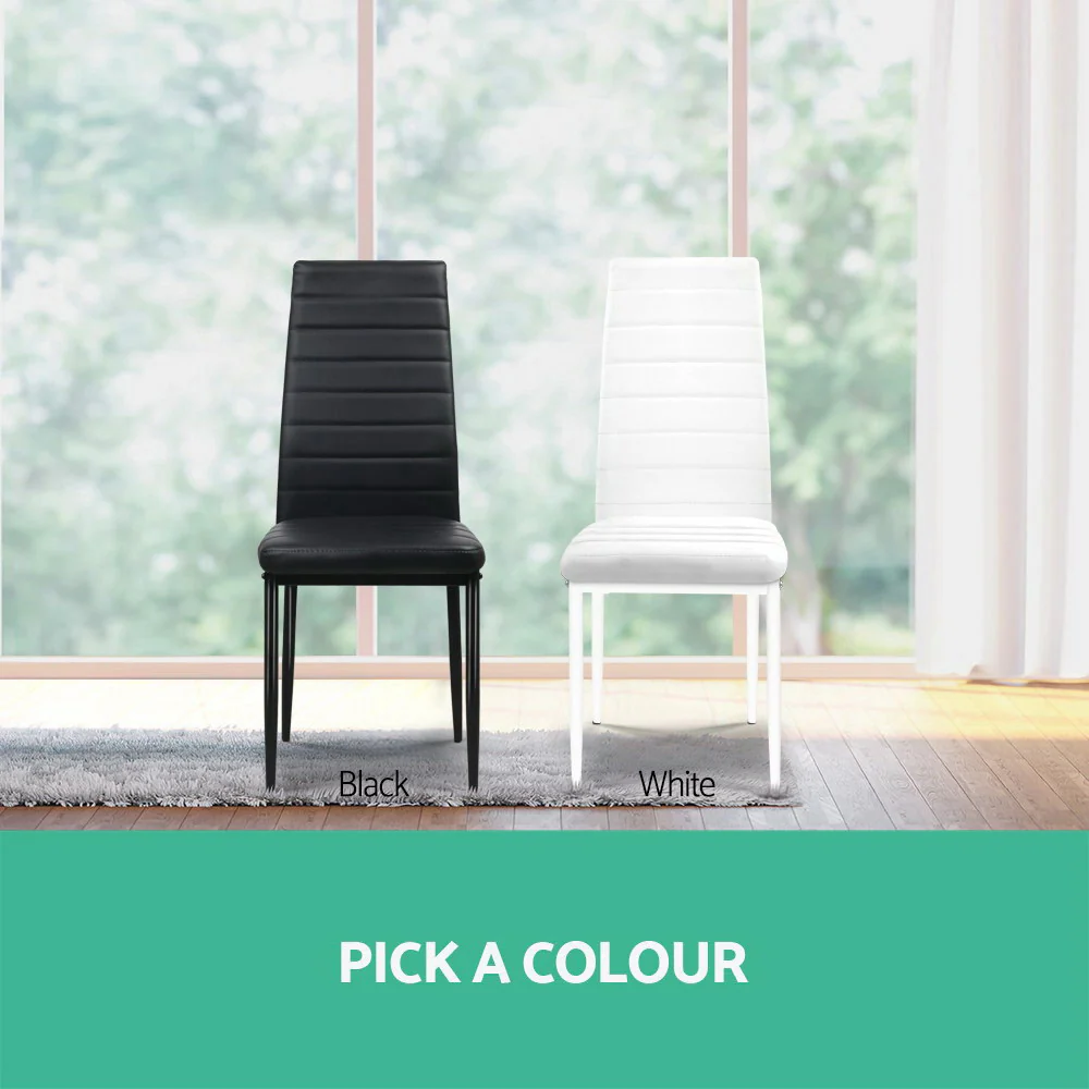 Dining Chairs Black PU Leather Set of 4 Astra - Image 6