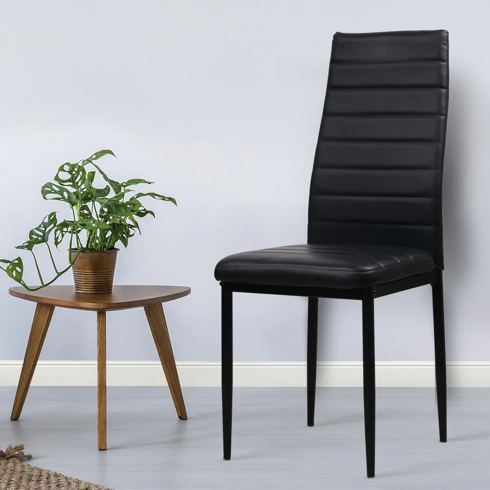 Dining Chairs Black PU Leather Set of 4 Astra - Image 8