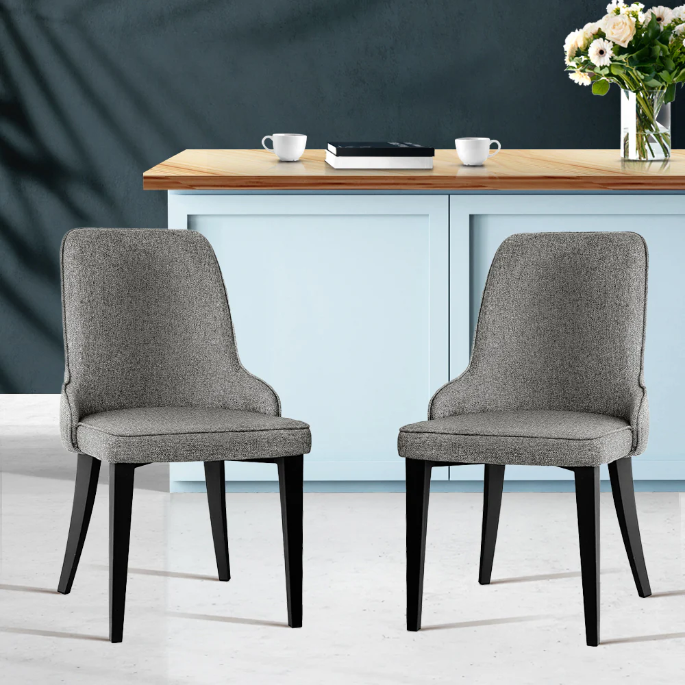 Dining Chairs Fabric Grey Set of 2 Domus - Image 7