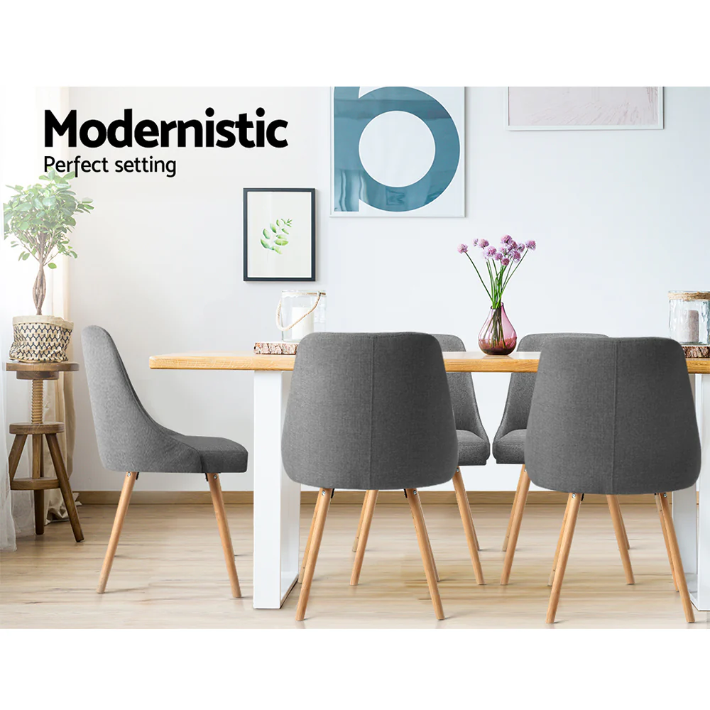 Dining Chairs Fabric Grey Set of 2 Kalmar - Image 6