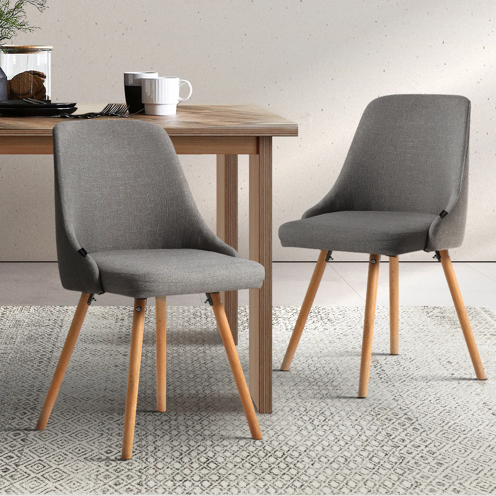 Dining Chairs Fabric Grey Set of 2 Kalmar - Image 8