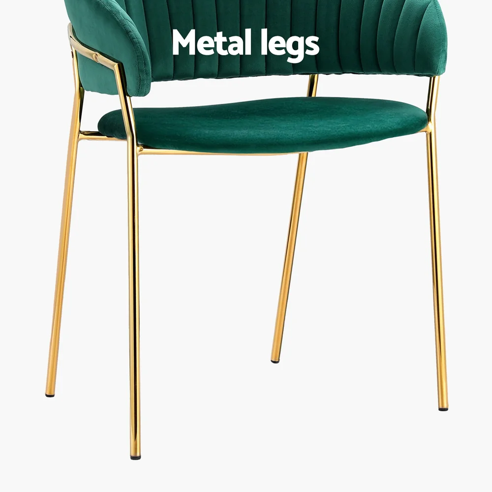 Dining Chairs Green Velvet Upholstered Set Of 2 Dalia - Image 6