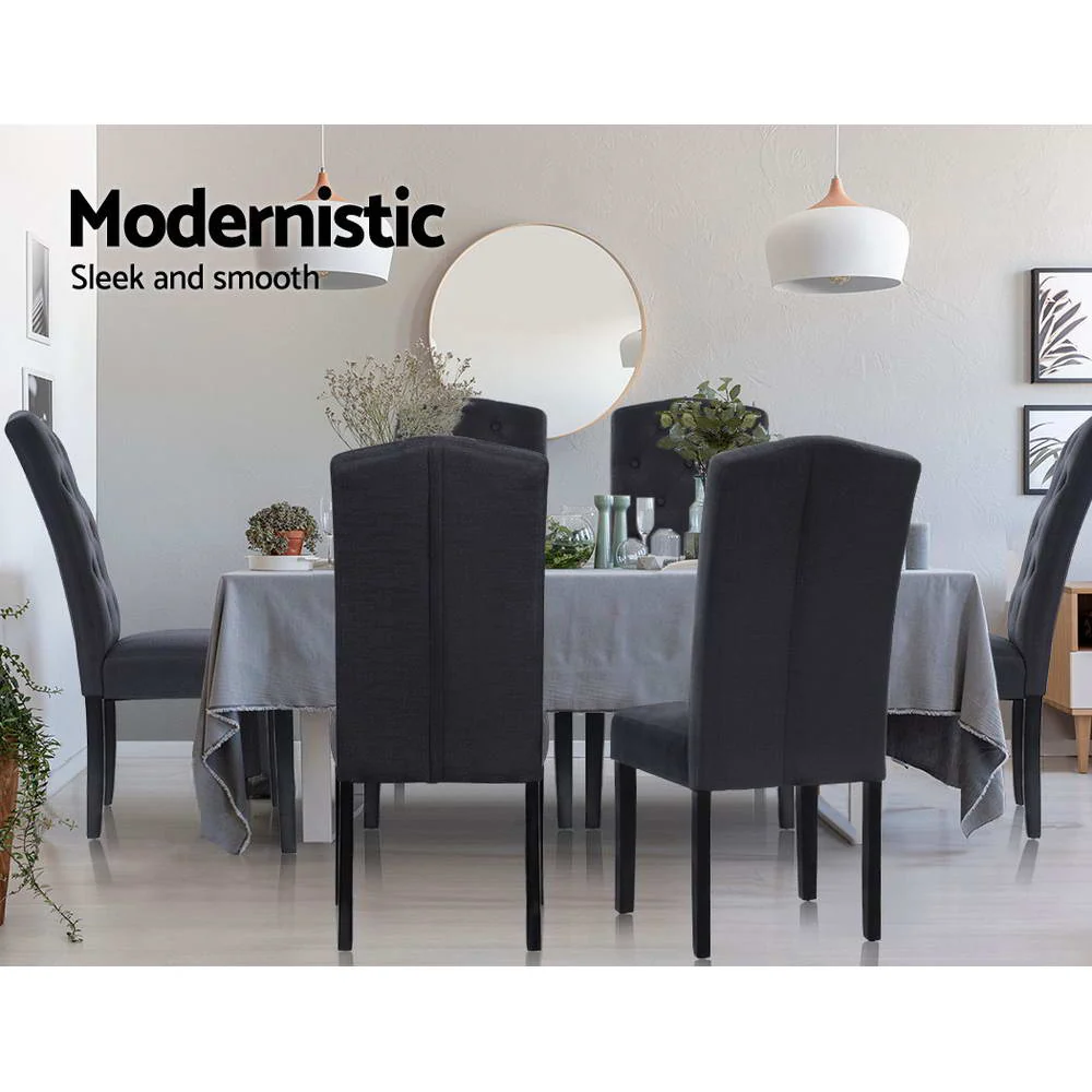 Dining Chairs Grey Fabric Set of 2 Dansk - Image 4