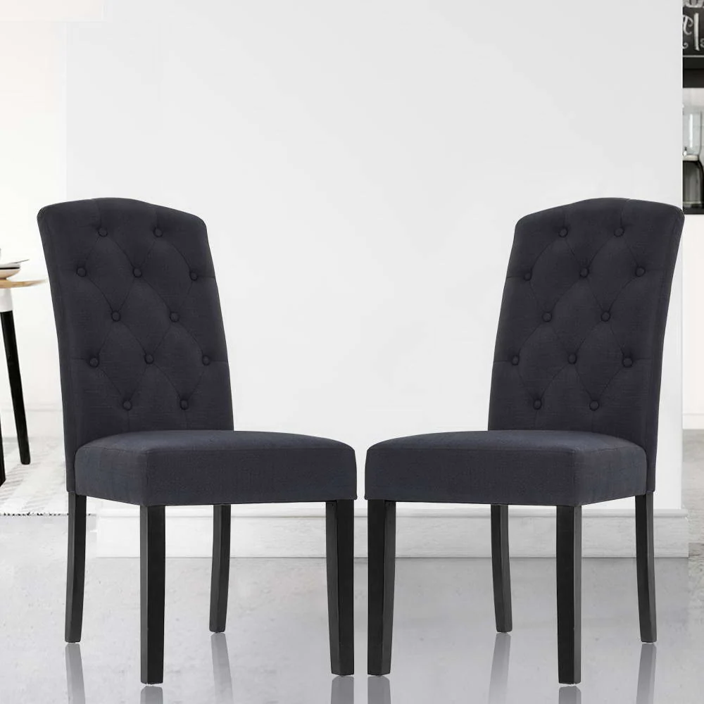 Dining Chairs Grey Fabric Set of 2 Dansk - Image 7