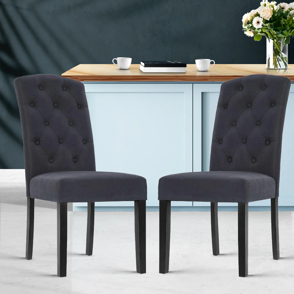 Dining Chairs Grey Fabric Set of 2 Dansk - Image 8