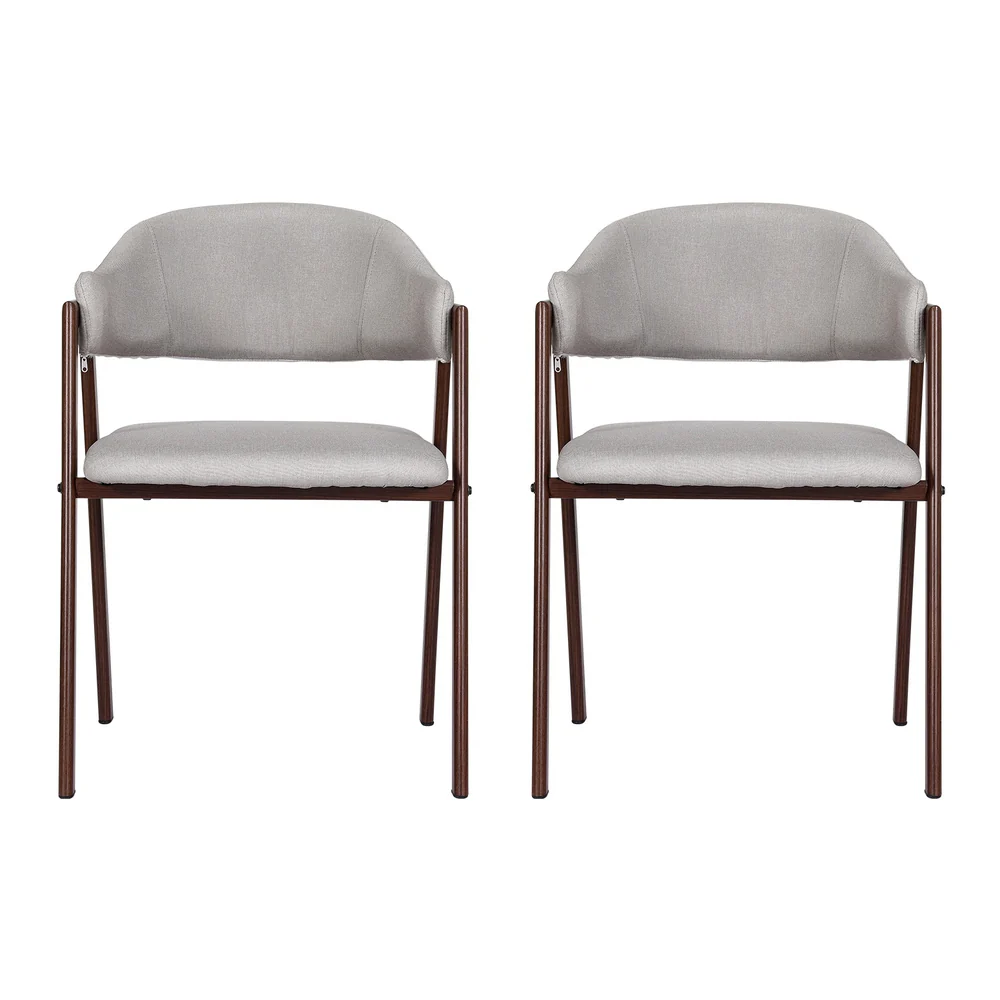 Dining Chairs Grey Linen Fabric Set Of 2 Nadi - Image 3