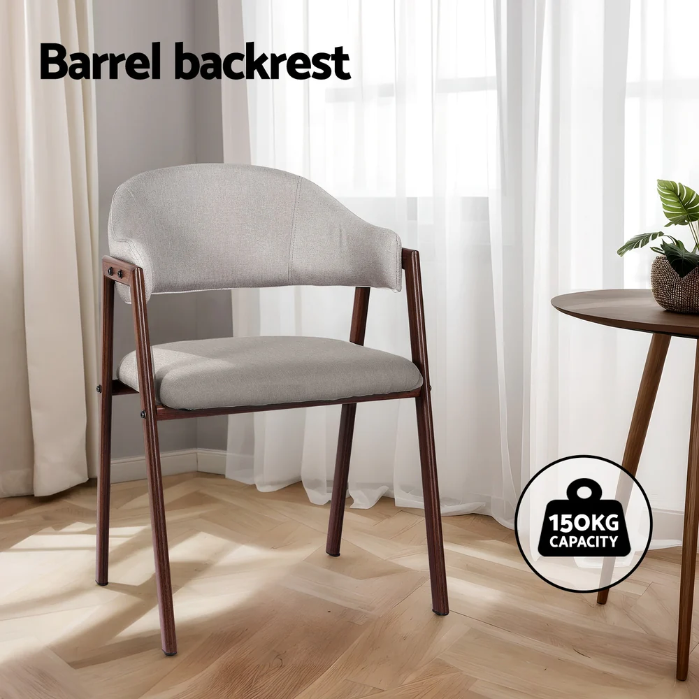Dining Chairs Grey Linen Fabric Set Of 2 Nadi - Image 4