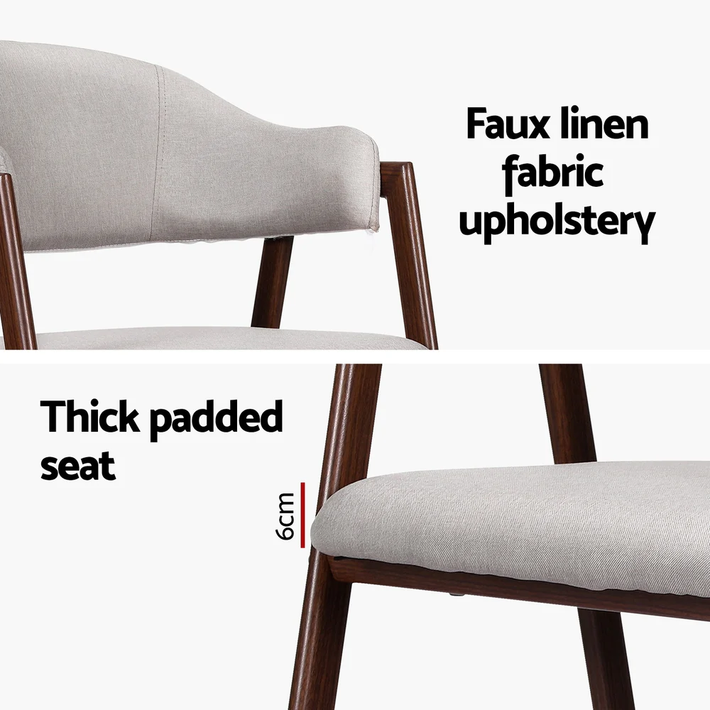 Dining Chairs Grey Linen Fabric Set Of 2 Nadi - Image 5