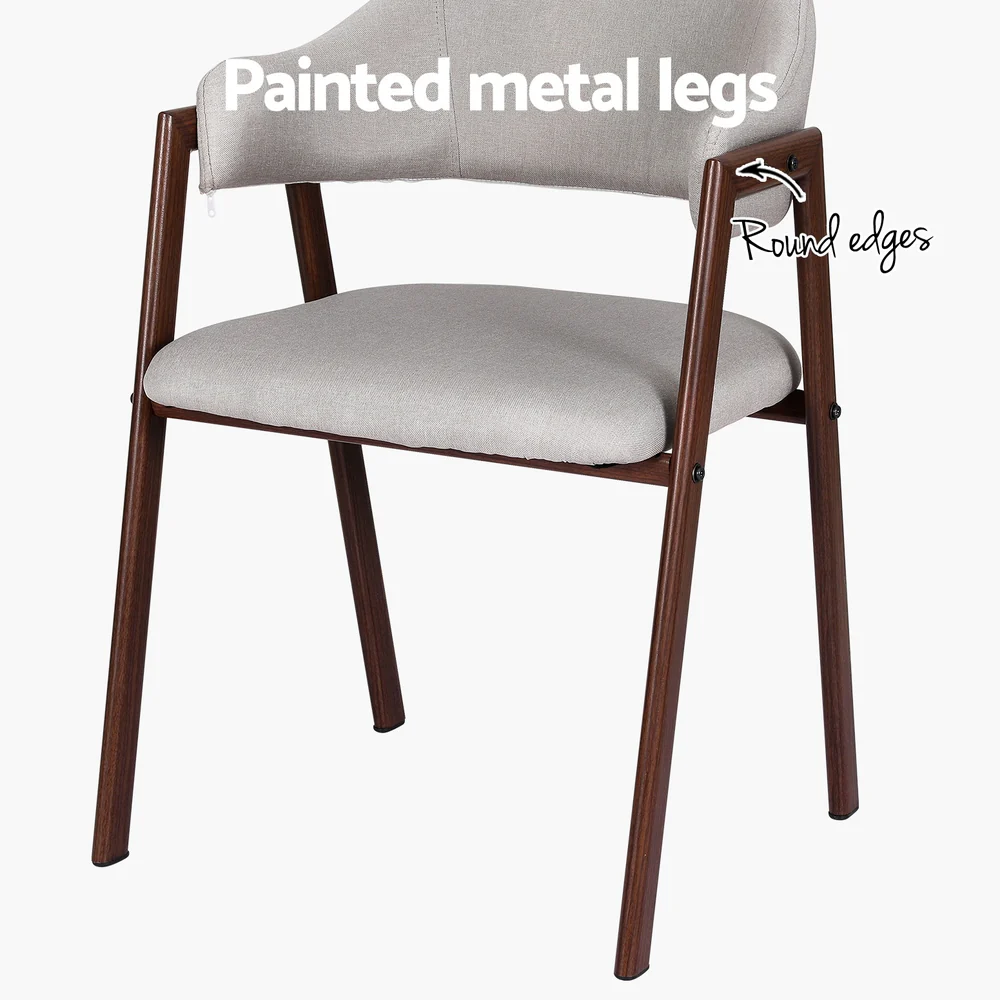 Dining Chairs Grey Linen Fabric Set Of 2 Nadi - Image 6