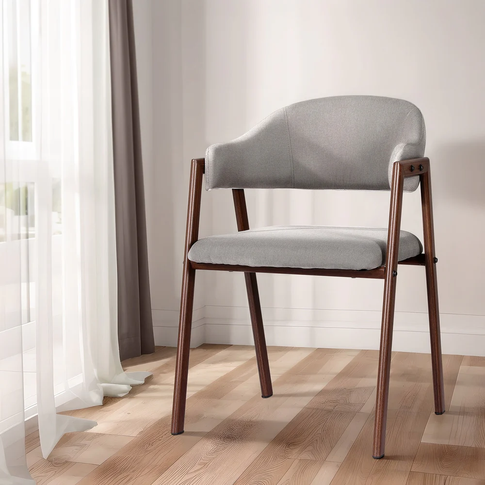 Dining Chairs Grey Linen Fabric Set Of 2 Nadi - Image 7