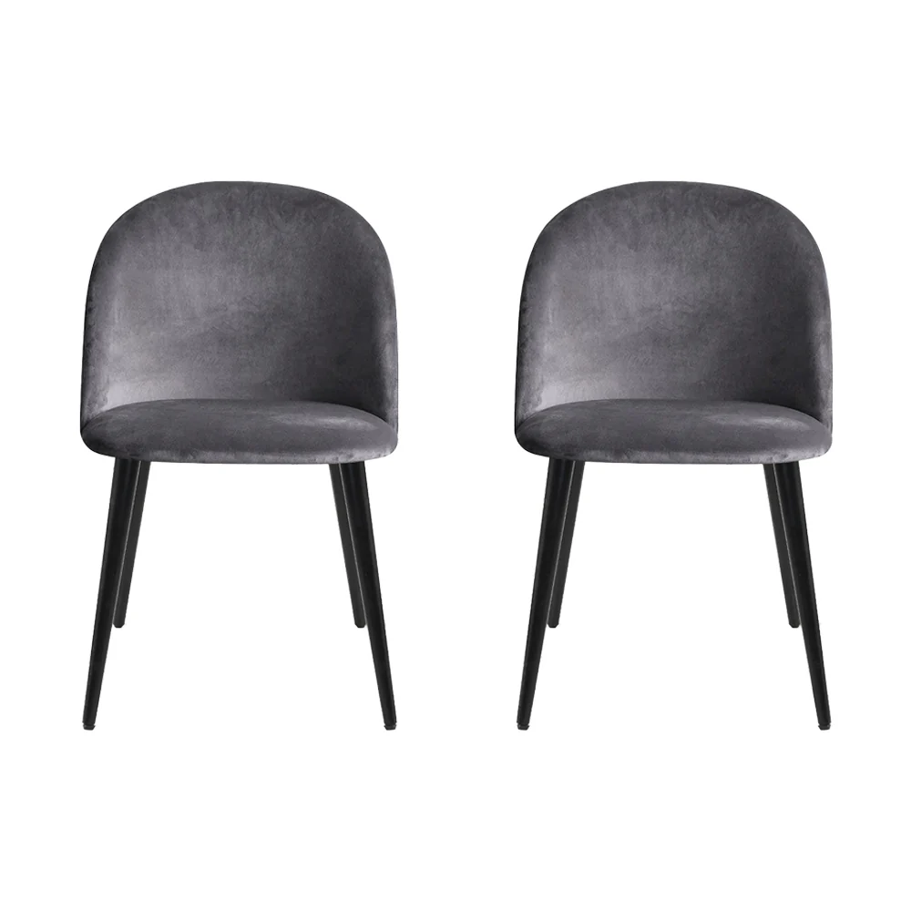 Dining Chairs Grey Velvet Set of 2 Charles - Image 3