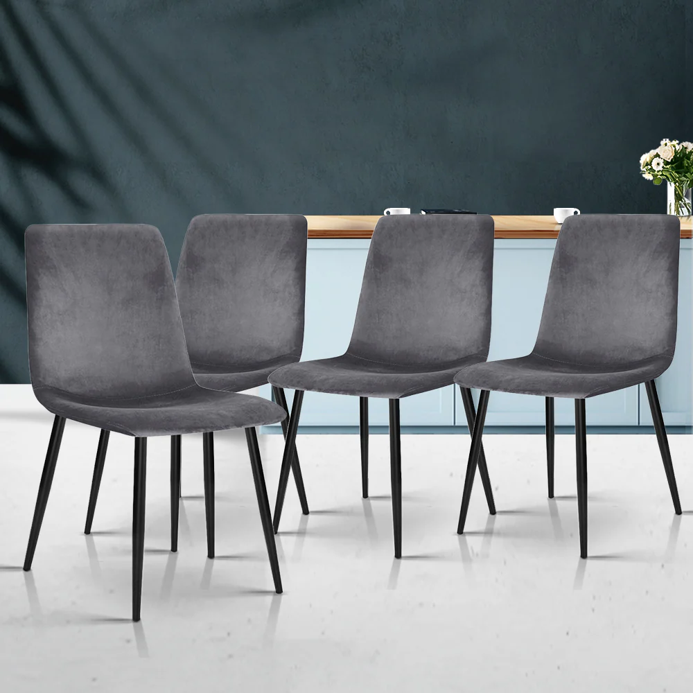 Dining Chairs Grey Velvet Set of 4 Lindsay - Image 8