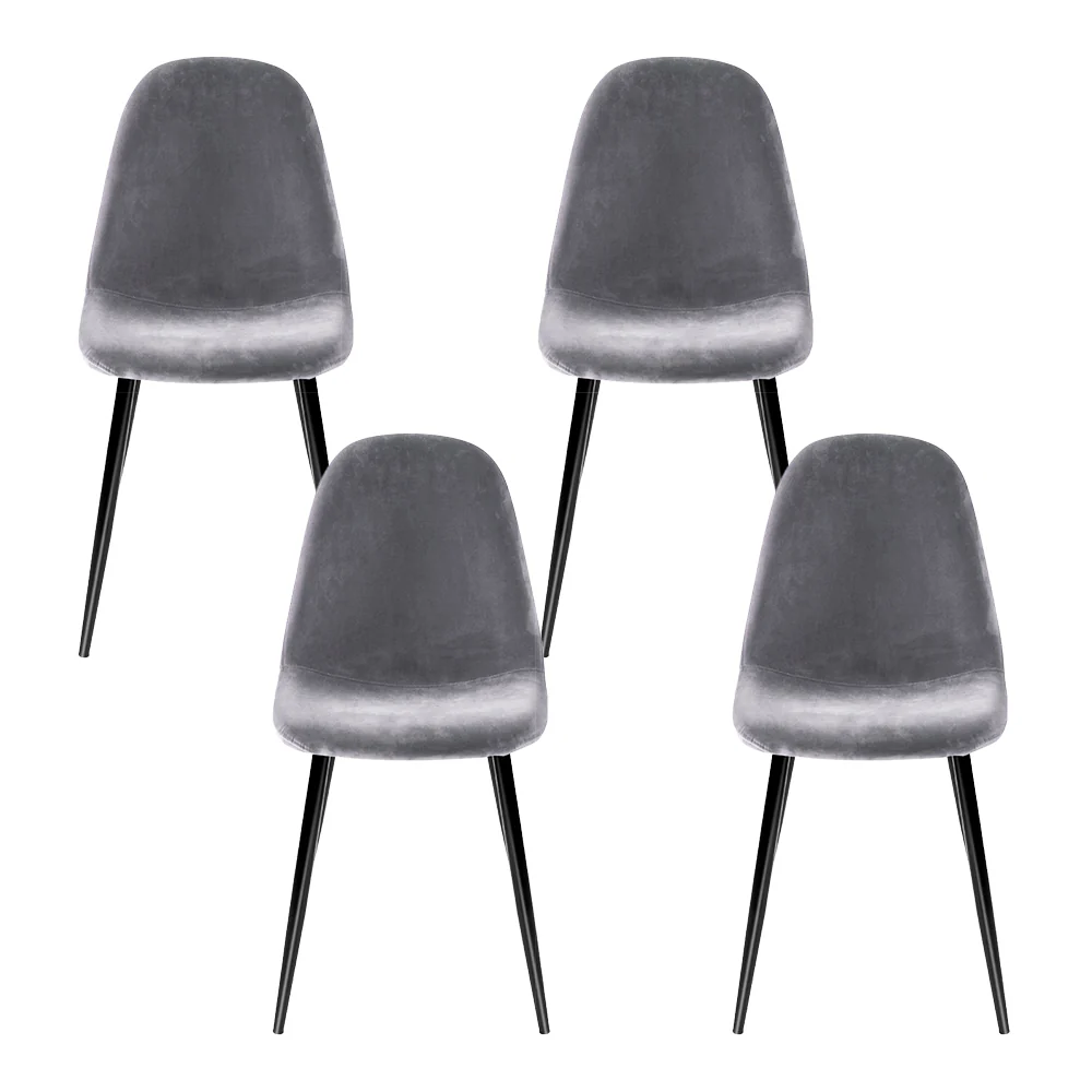 Dining Chairs Grey Velvet Set of 4 Nova - Image 3