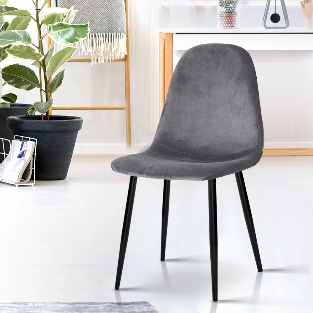 Dining Chairs Grey Velvet Set of 4 Nova - Image 7