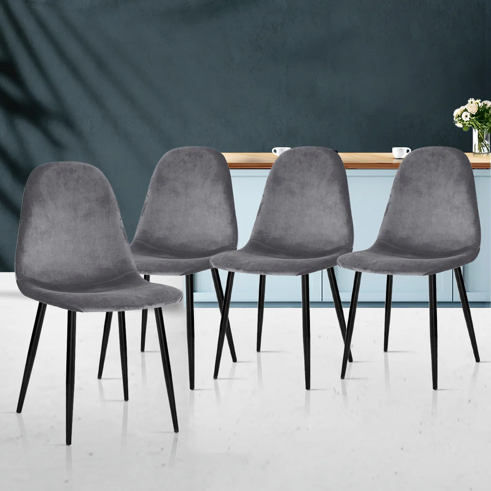 Dining Chairs Grey Velvet Set of 4 Nova - Image 8