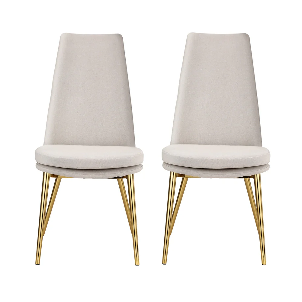 Dining Chairs High-back Beige Set of 2 Sunnie - Image 3