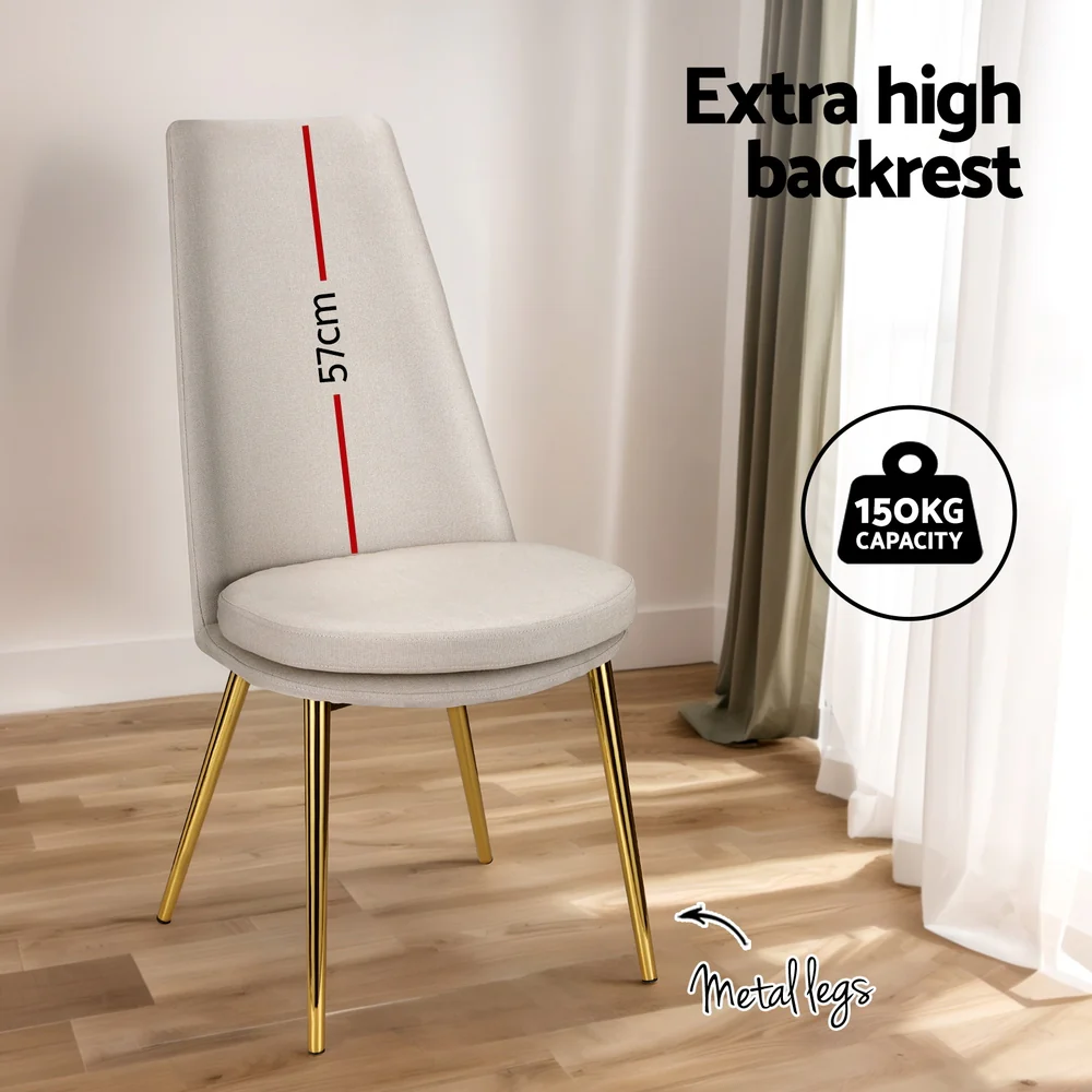 Dining Chairs High-back Beige Set of 2 Sunnie - Image 4