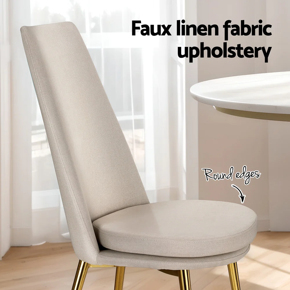 Dining Chairs High-back Beige Set of 2 Sunnie - Image 5