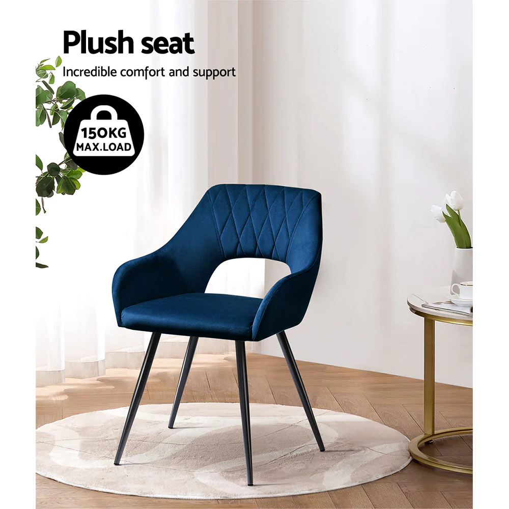Dining Chairs Set of 2 Blue Velvet Caitlee - Image 5