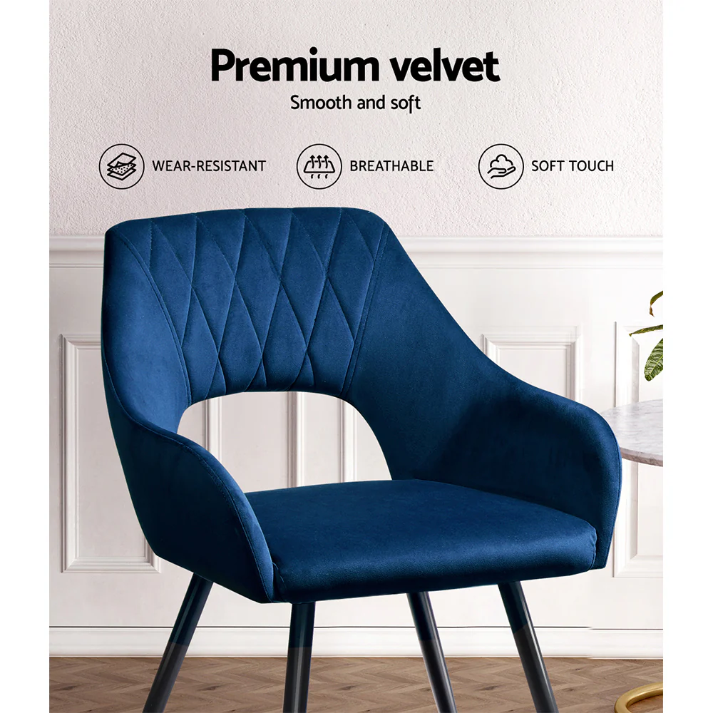 Dining Chairs Set of 2 Blue Velvet Caitlee - Image 6