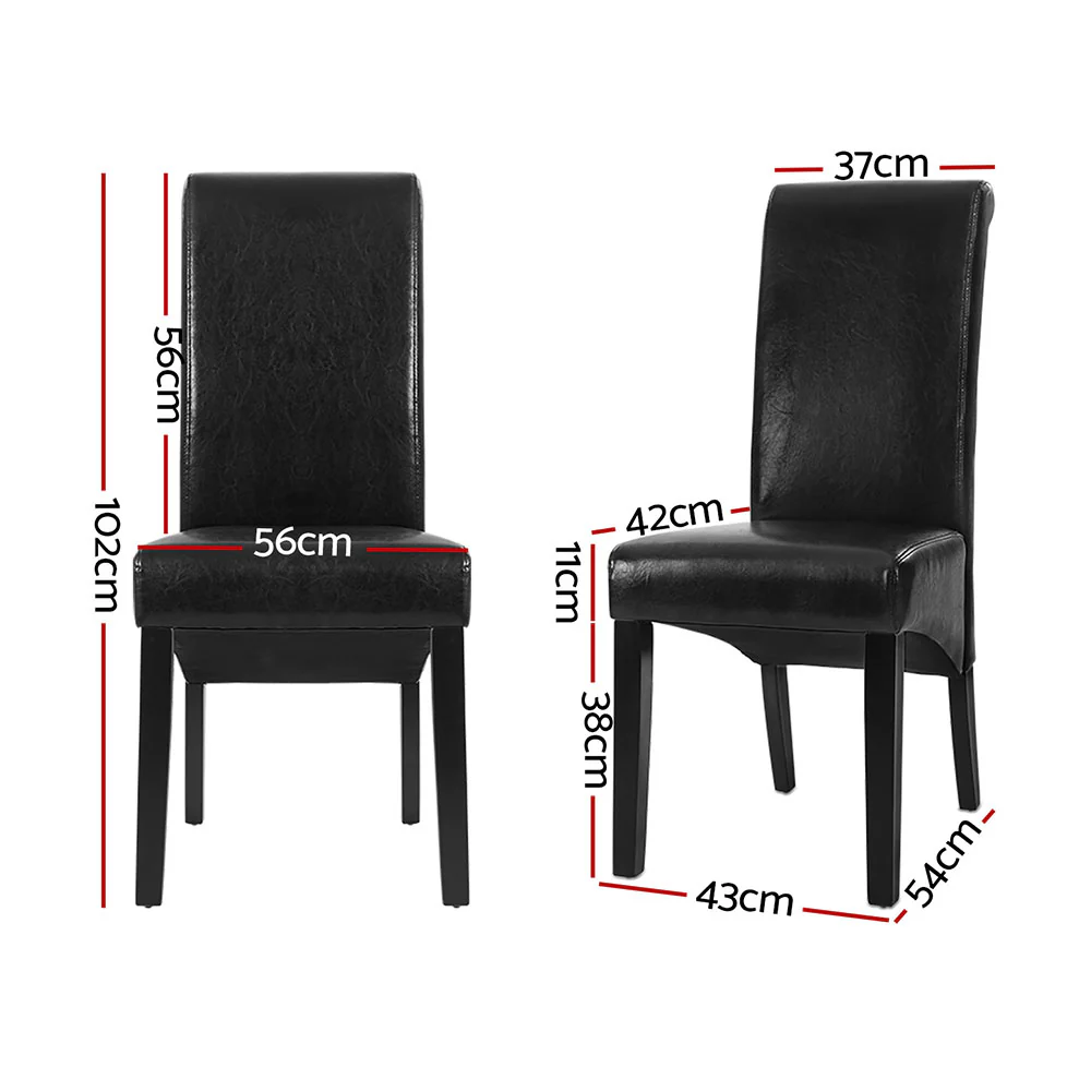Dining Chairs Set of 2 Leather Parsons Chair Black - Image 2