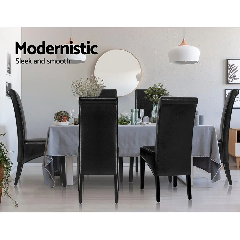 Dining Chairs Set of 2 Leather Parsons Chair Black - Image 4
