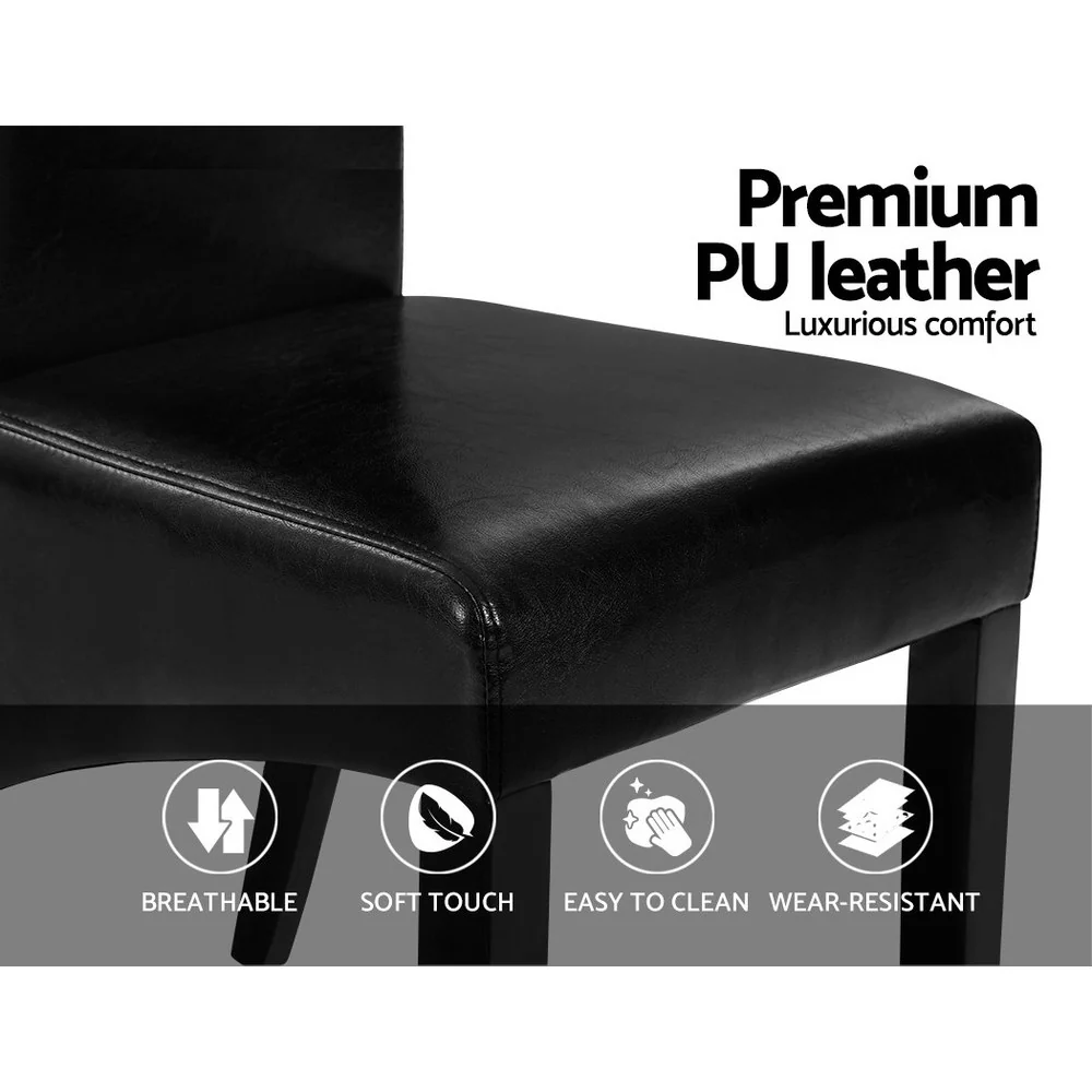 Dining Chairs Set of 2 Leather Parsons Chair Black - Image 6